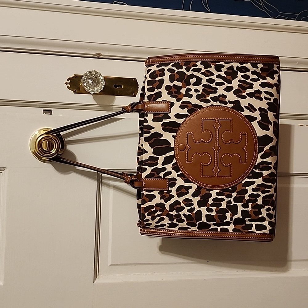 Tory Burch Ella Leopard Print Medium Canvas Tote